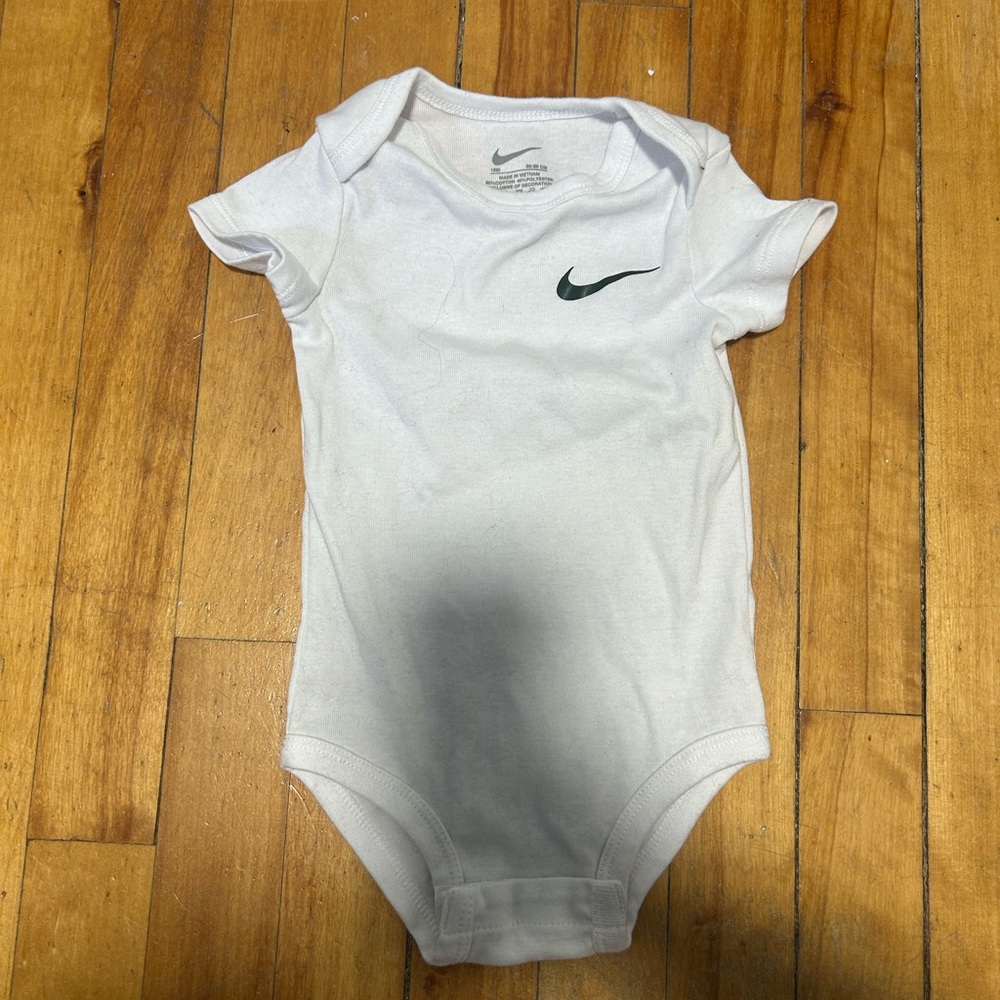 Nike White and Dark Green check Baby Bodysuit
